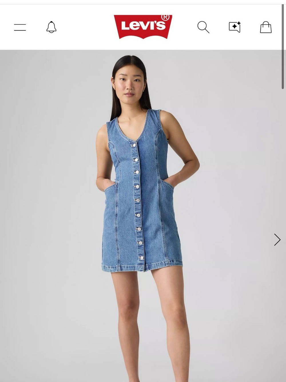 Levi’s Women’s Sleeveless Denim Button-Front Vianna Vest Mini Dress Small